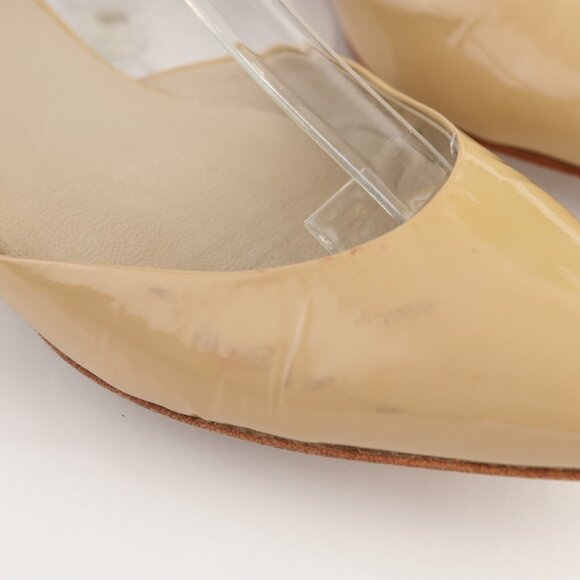 Boden Womens Flat Size 6 Nude Tan Patent Black Pointed Ankle Strap Shoe Pointed - Picture 2 of 12